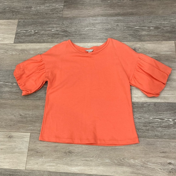 H&M Tops - H&M Peach Orange Short Sleeve Top Small Puff Sleeves Cotton